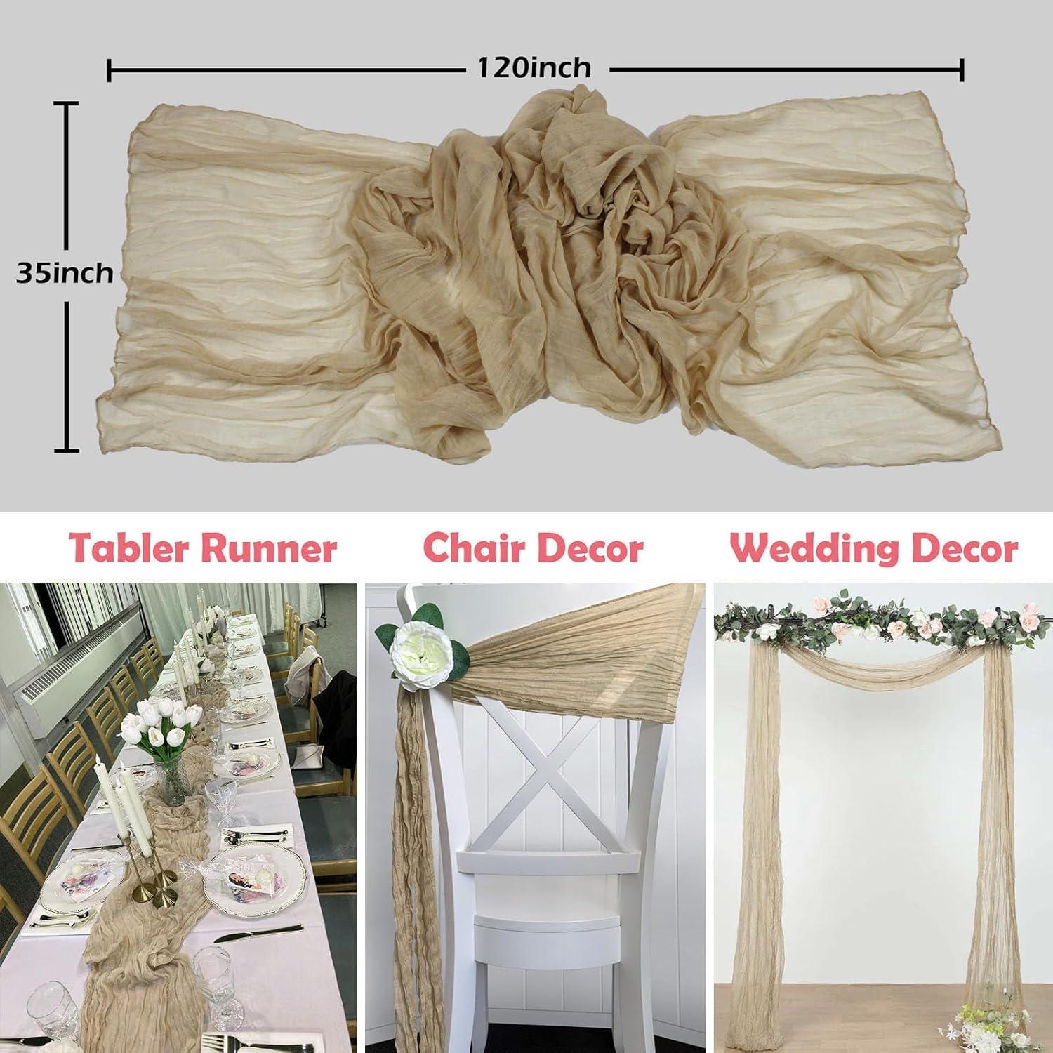Caminito de Mesa Beige LuxeLouise 304.8x88.9 cm Cheesecloth