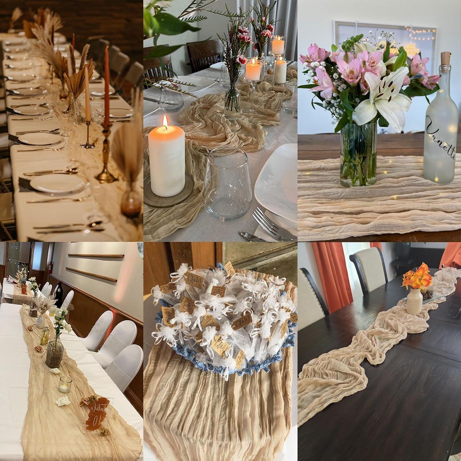 Caminito de Mesa Beige LuxeLouise 304.8x88.9 cm Cheesecloth