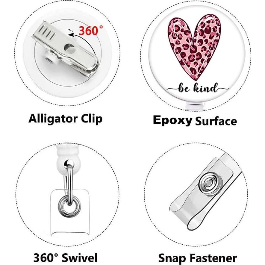 Clip de Insignia Retráctil QIYUSHRY 3 Paquetes 60cm 2 Corazones