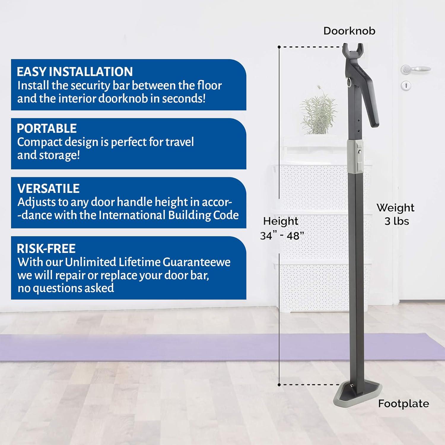 Barra de Seguridad Ajustable SecuraDoor para Puertas - 1.45 kg