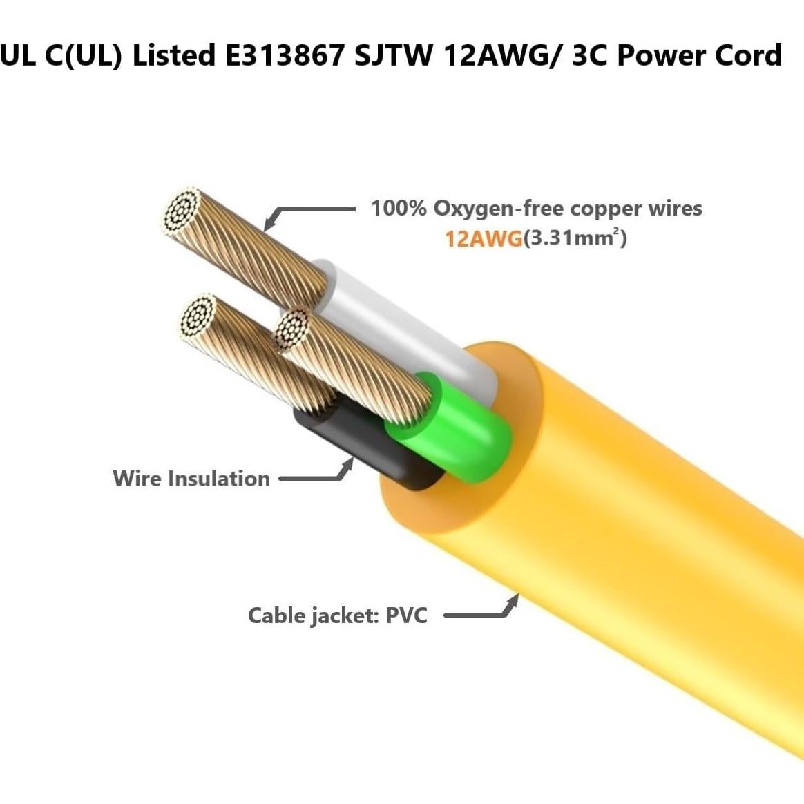 Adaptador de Enchufe 12AWG 1 Pie Nema 5-15P a 5-20R 15A a 20A