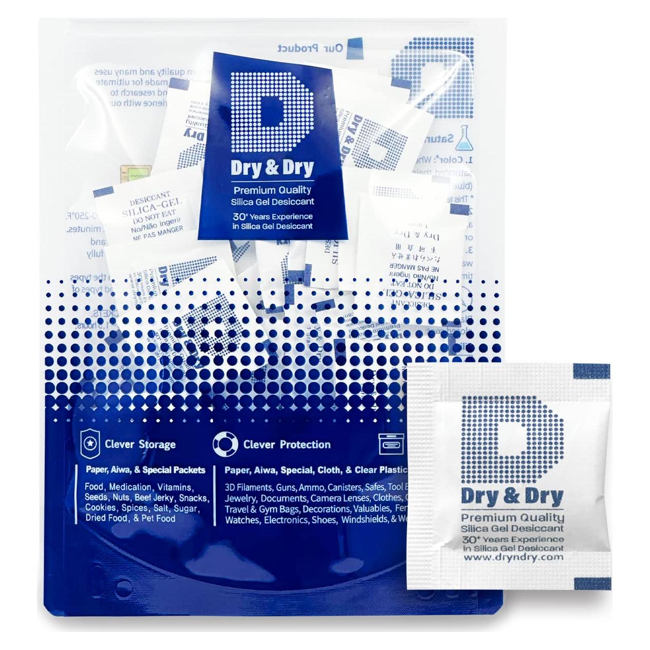 Paquetes de Gel de Sílice Seco y Seco 1g - 250 Unidades