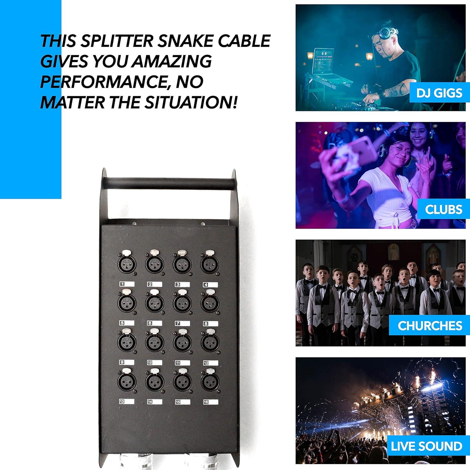 Cable Divisor 16 Canales XLR Seismic Audio 2 Troncos 4.57m