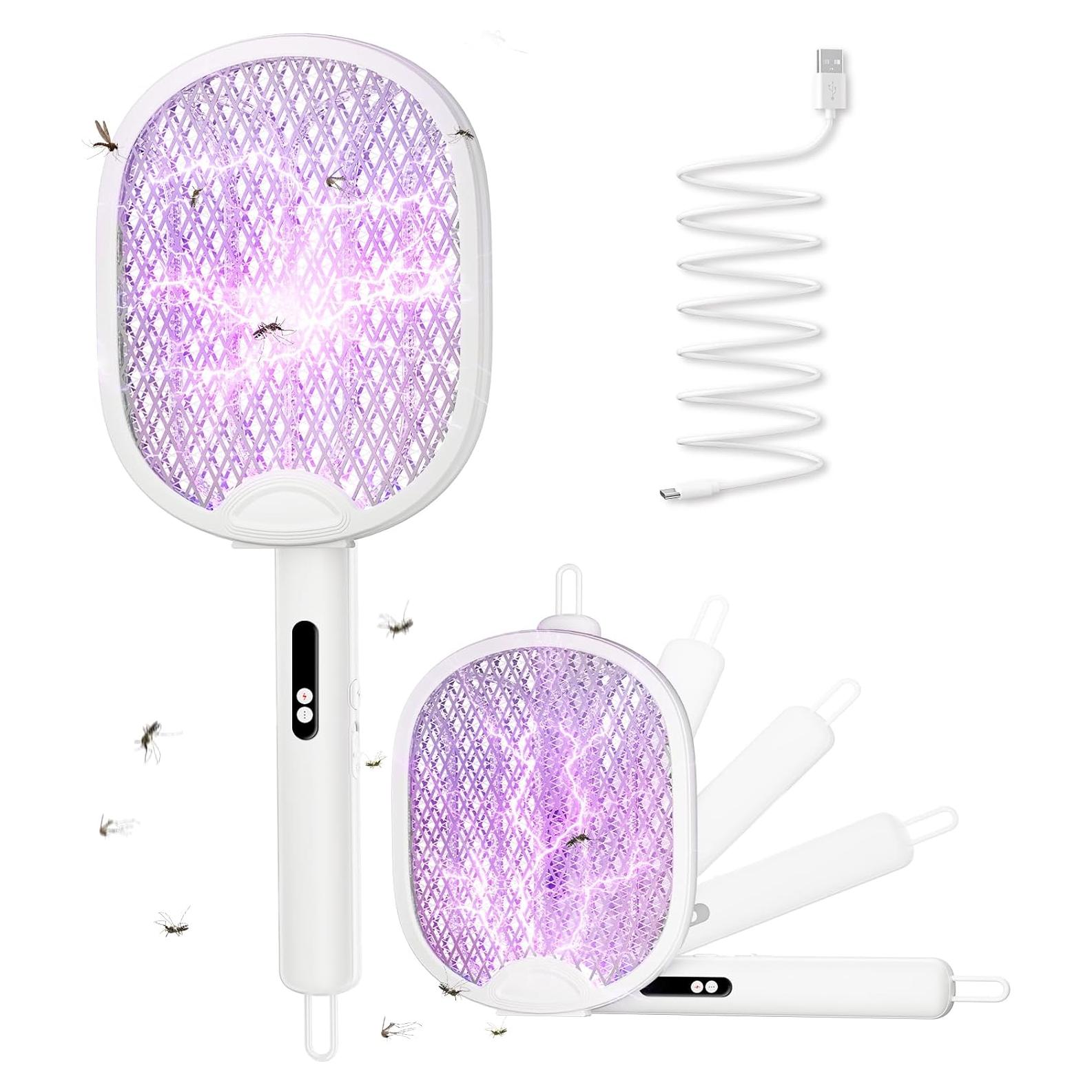 Raqueta eléctrica para moscas WOCVRYY DWP 4000V 1800mAh plegable