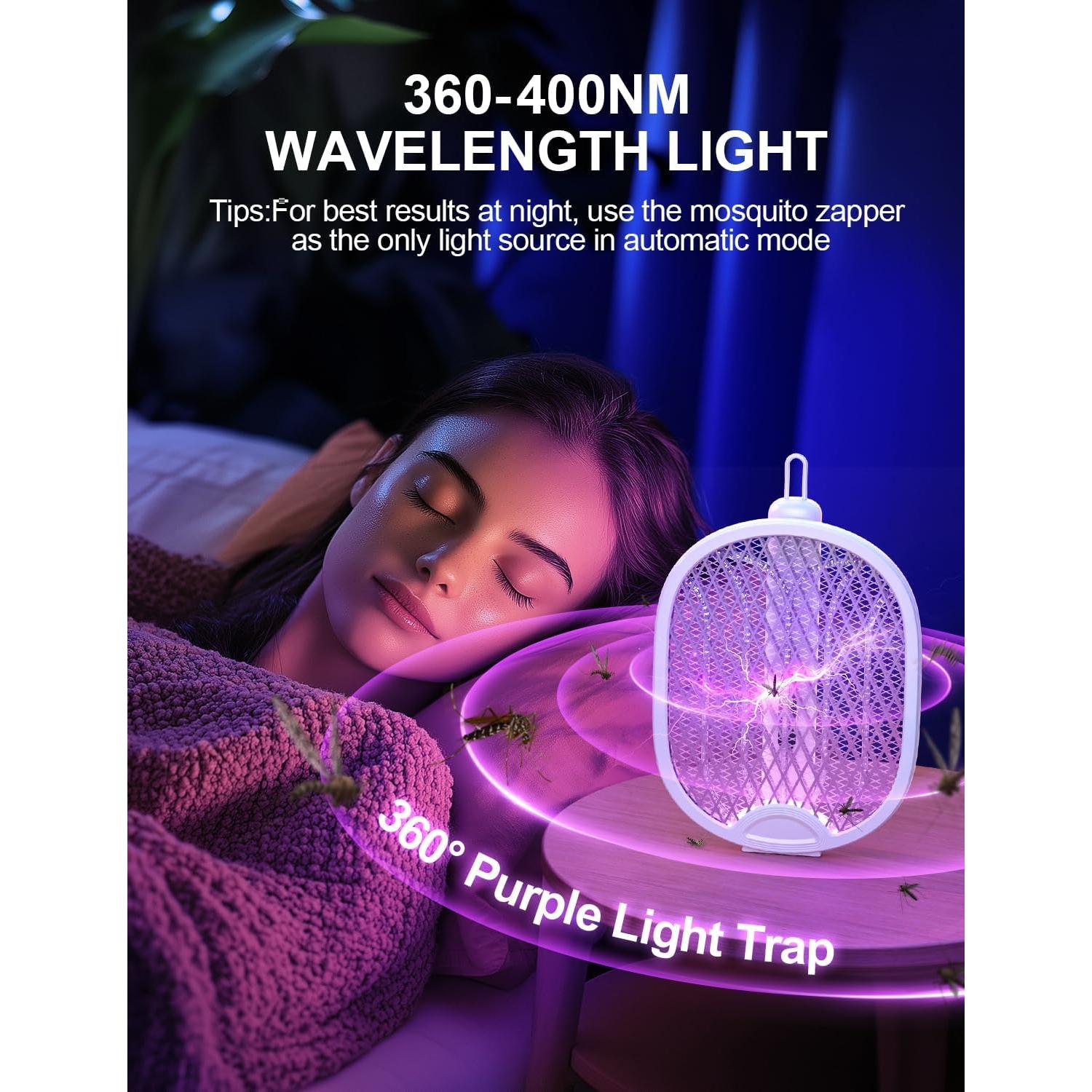 Raqueta eléctrica para moscas WOCVRYY DWP 4000V 1800mAh plegable