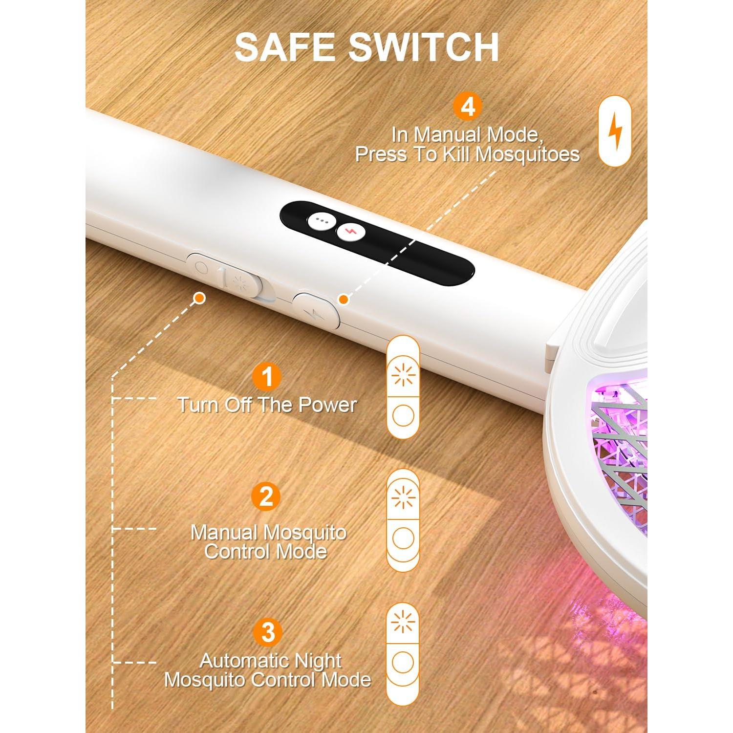 Raqueta eléctrica para moscas WOCVRYY DWP 4000V 1800mAh plegable