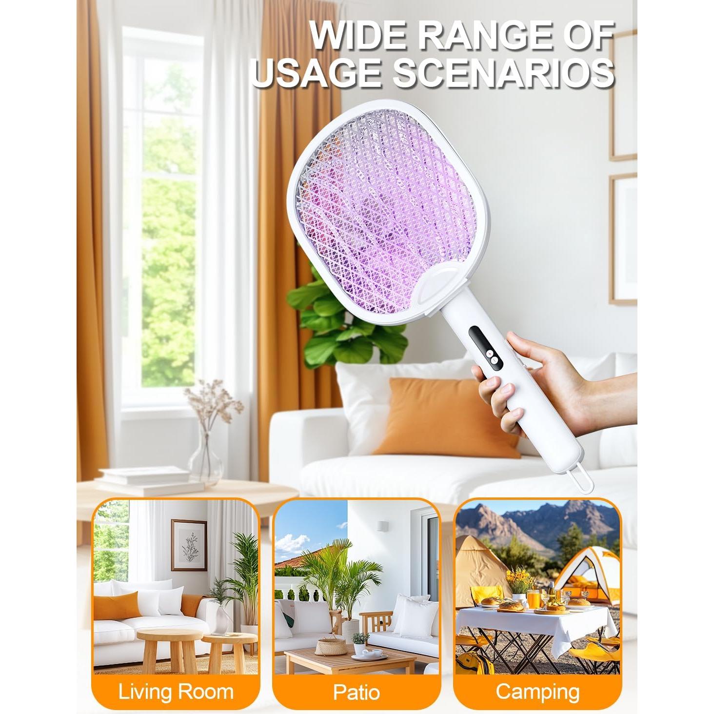 Raqueta eléctrica para moscas WOCVRYY DWP 4000V 1800mAh plegable