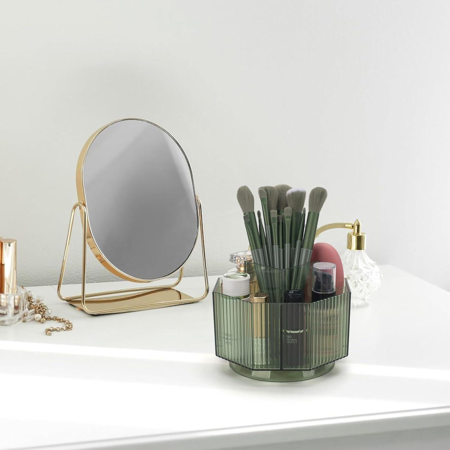 Soporte Rotatorio para Brochas de Maquillaje CESTATIVO Verde 360°