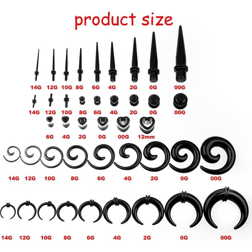 Kit de Estiramiento de Orejas 84 Piezas Acrílico 14G-00G