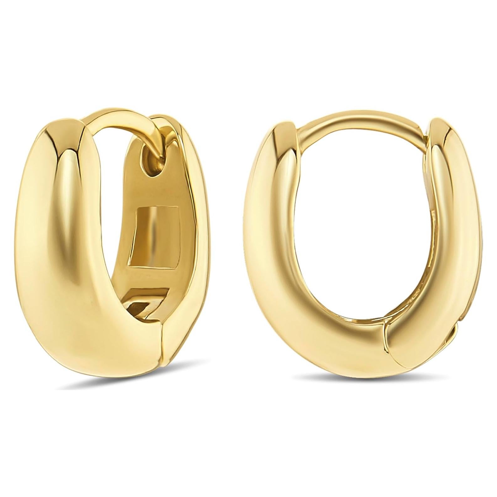Aretes Huggie de Oro 14K y Plata Esterlina para Mujer - 12 mm