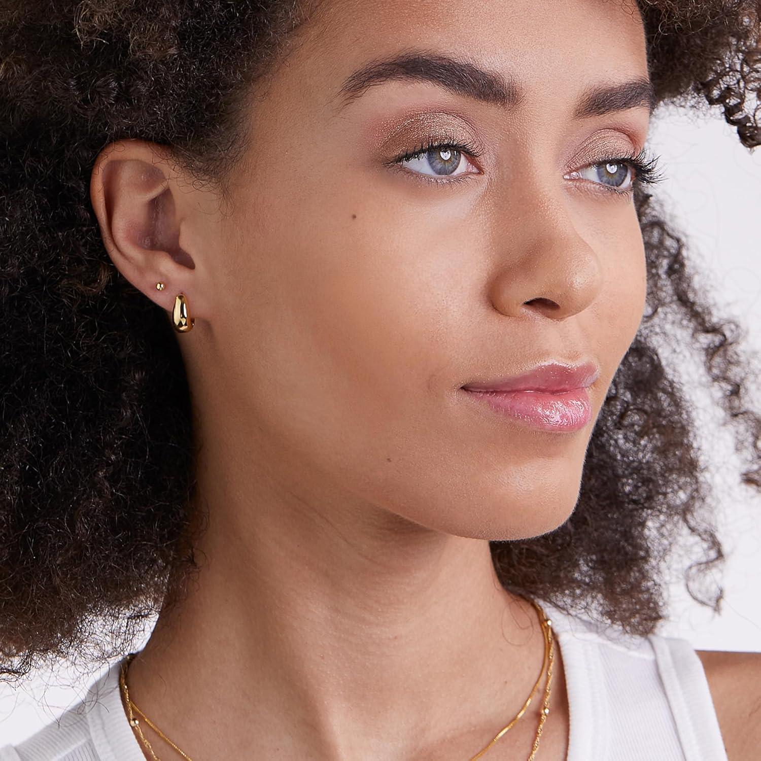 Aretes Huggie de Oro 14K y Plata Esterlina para Mujer - 12 mm