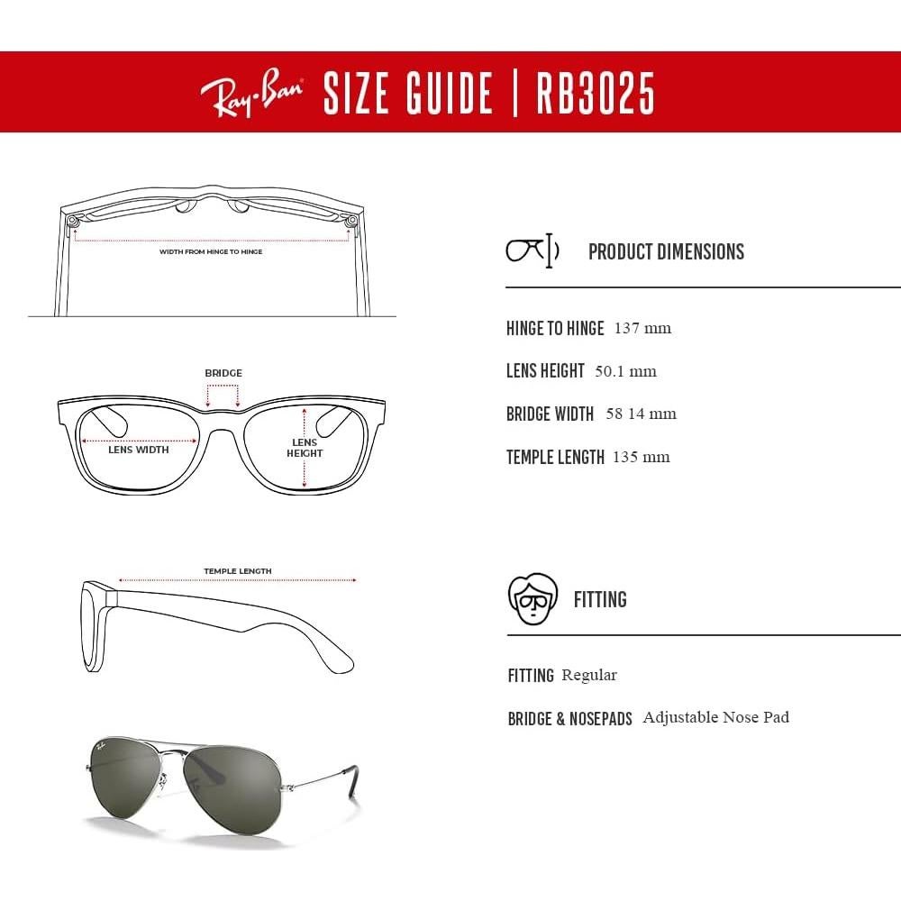 Gafas de sol Ray-Ban RB3025 Aviator Metal 58mm Plata