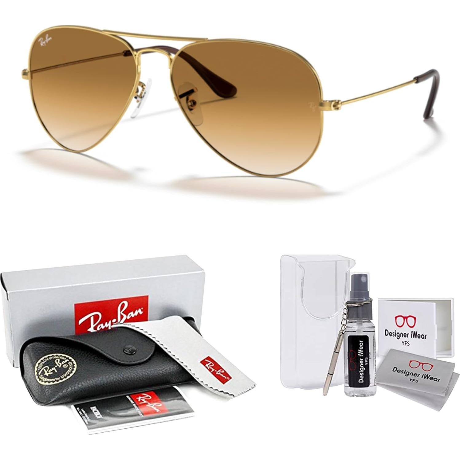 Gafas de sol Ray-Ban RB3025 Aviator Dorado 55mm + Kit iWear