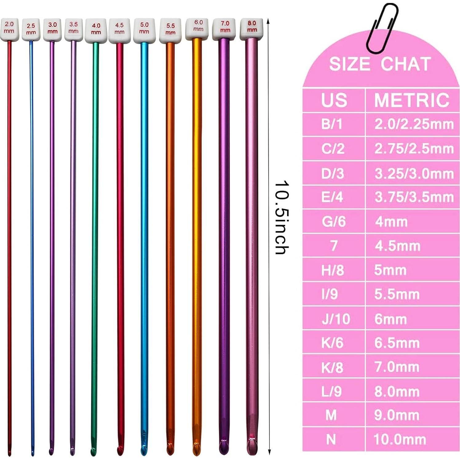 Juego de Agujas de Crochet Tunecino LOOEN 11 Piezas Aluminio