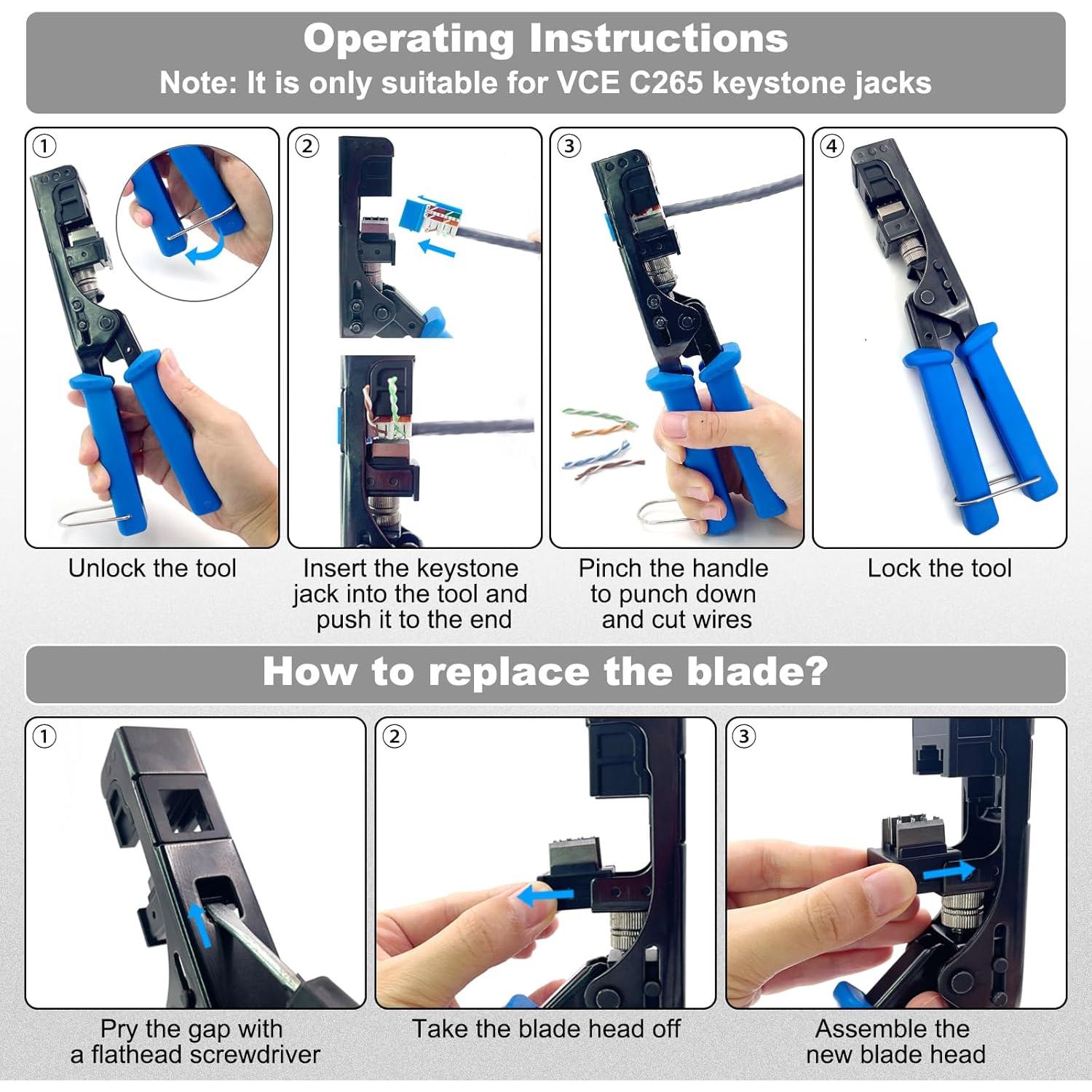 Herramienta de Terminación Rápida VCELINK para Conectores Keystone 90°
