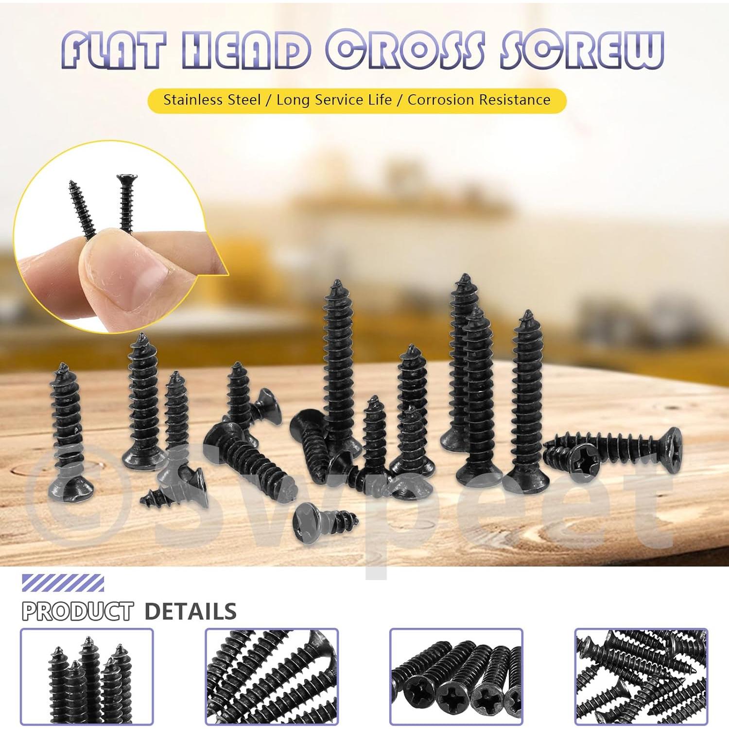 Kit de Tornillos de Madera Swpeet 1300 Pcs Autoperforantes