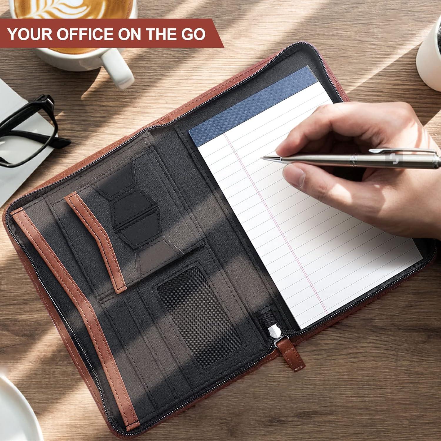 Portafolio de Cuero Godery con Cierre 24.1x16.5 cm Marrón