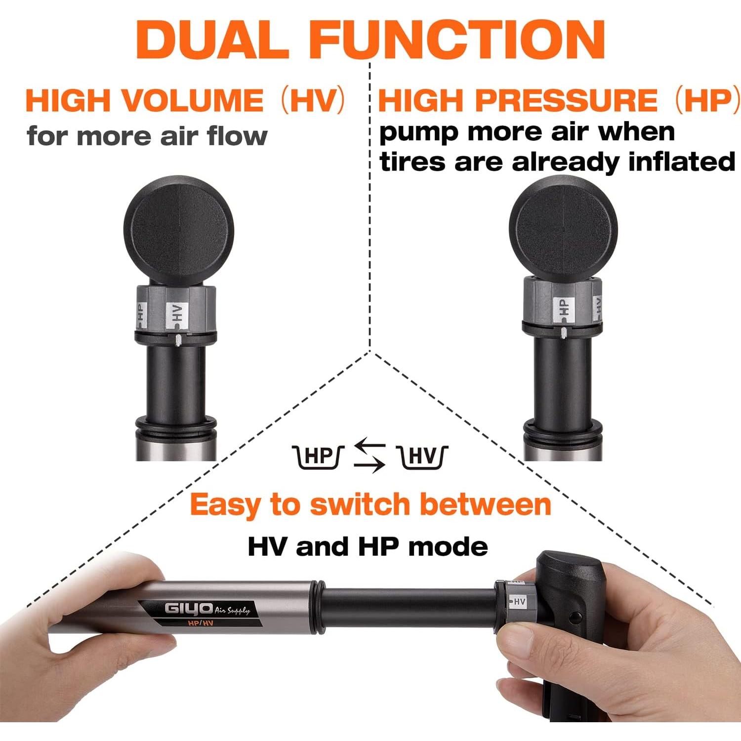 Mini bomba de bicicleta Kadacha con manómetro 120 PSI