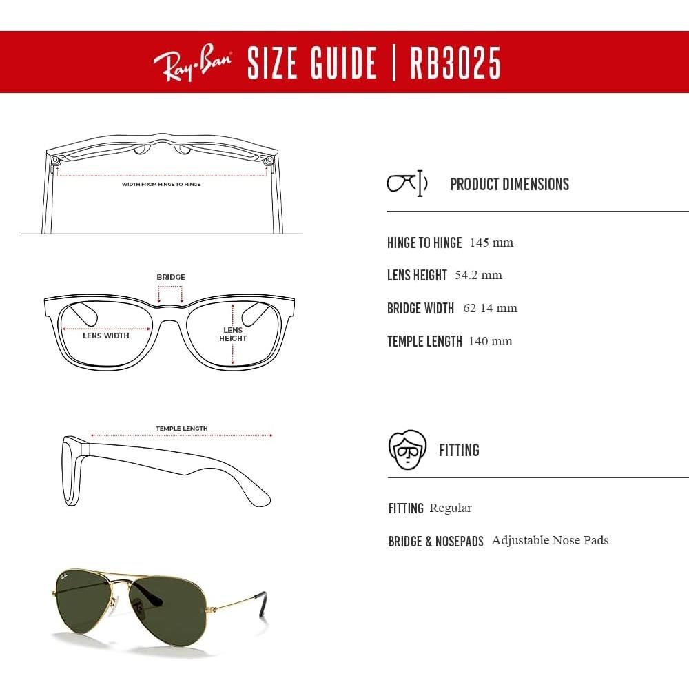 Gafas de sol Ray-Ban RB3025 Aviator Oro Verde G-15