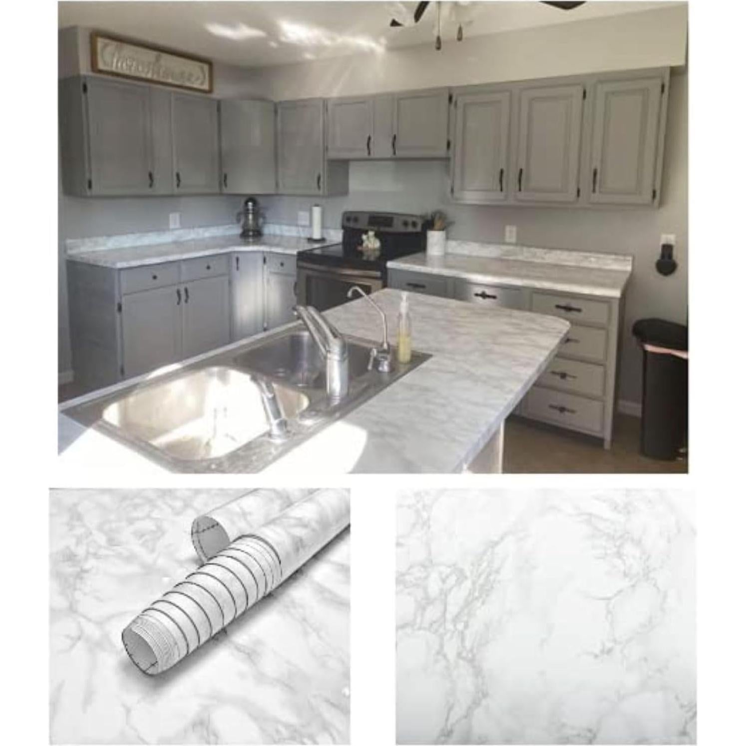 Papel Contacto Autoadhesivo EZ FAUX DECOR Mármol Blanco 91x91 cm