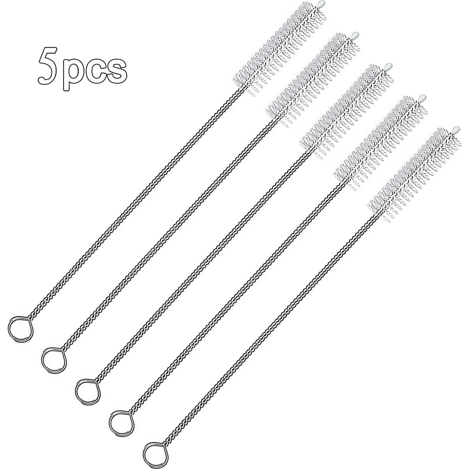 Straw Cleaner Brush Set for YETI, 5 Pieces 10 Inch Stainless Steel Handle Straw Brush Set, Straw Cleaner for 42/30/20 oz YETI Tumbler Straw, Water Bottle and Tubes (8inch)