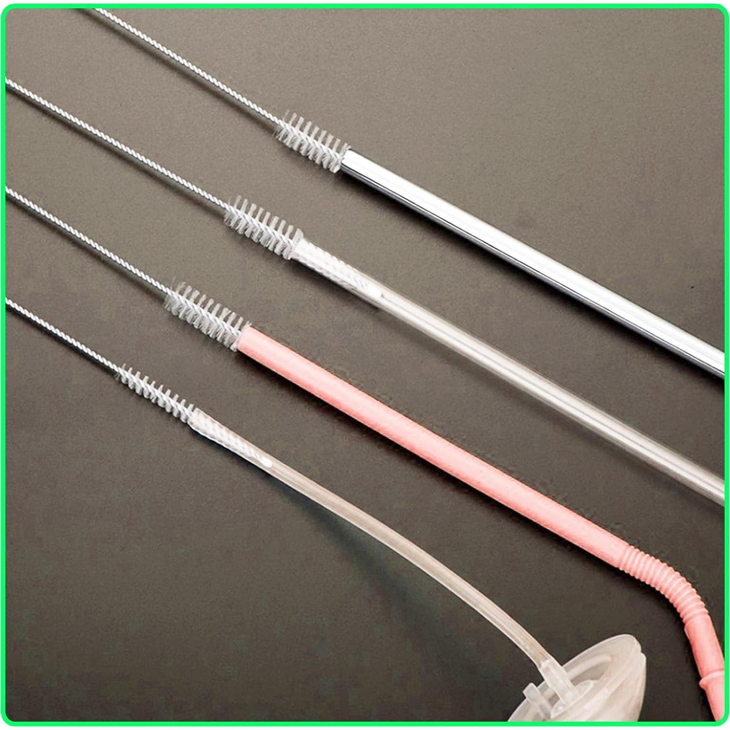 Straw Cleaner Brush Set for YETI, 5 Pieces 10 Inch Stainless Steel Handle Straw Brush Set, Straw Cleaner for 42/30/20 oz YETI Tumbler Straw, Water Bottle and Tubes (8inch)