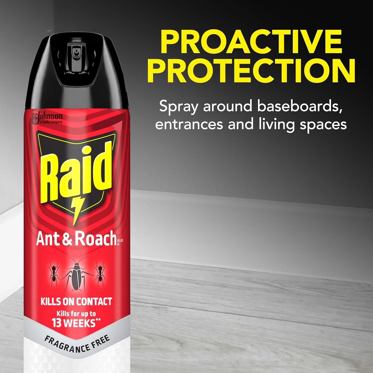 Raid Ant and Roach Killer, Fragrance Free, 17.5 OZ