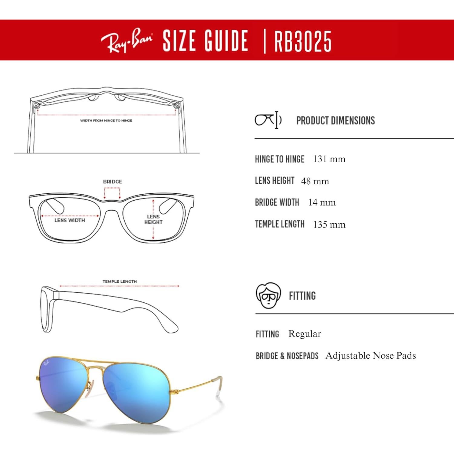 Gafas de sol Ray-Ban RB3025 Aviator Metal 62mm + Kit de cuidado