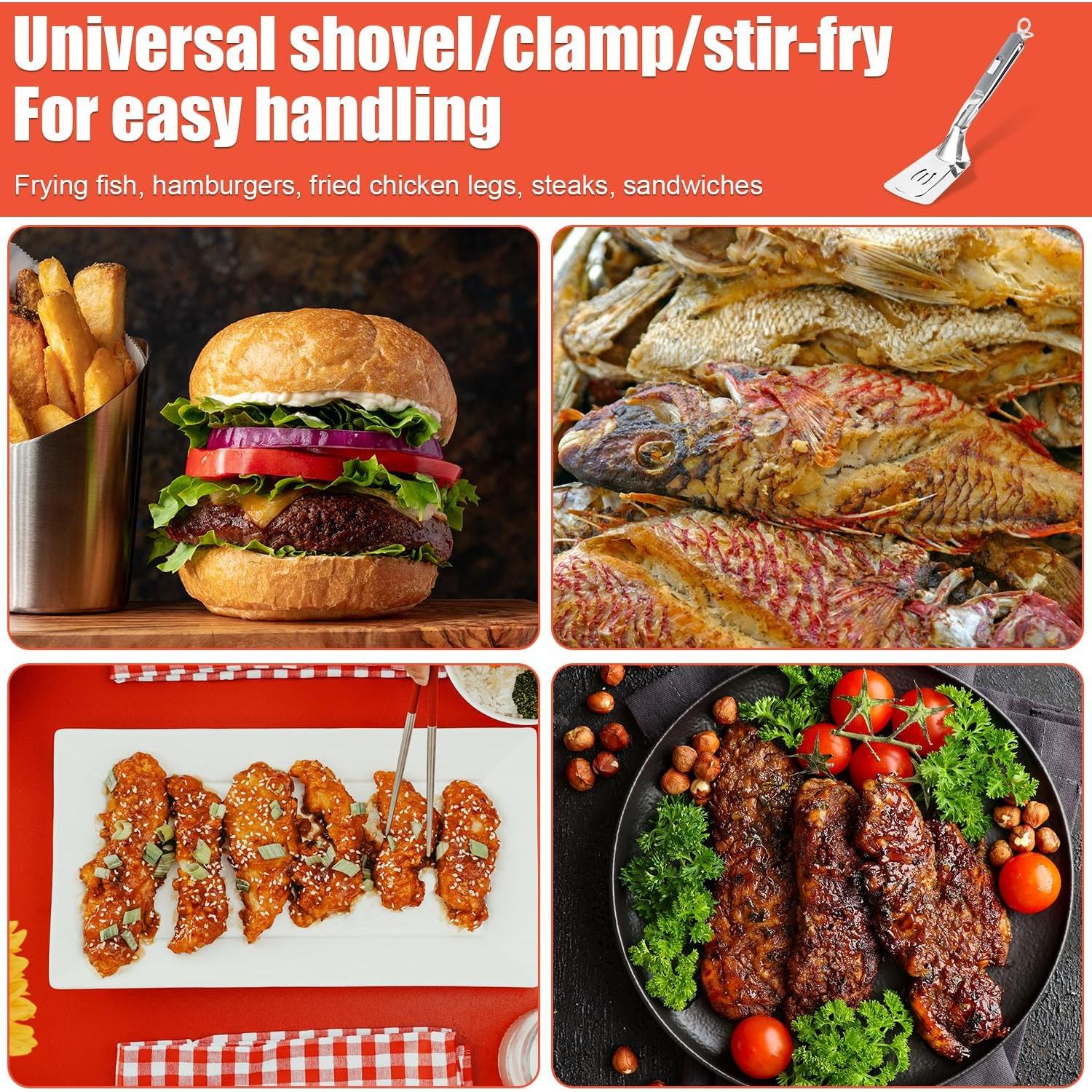 Espátula Pinzas Anticalor NQEUEPN 29.46 cm Acero Inoxidable