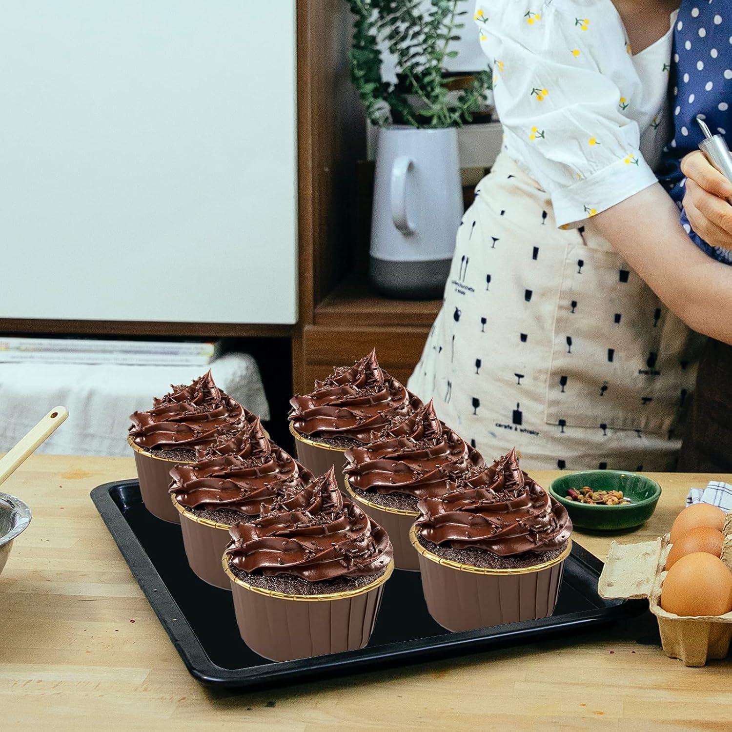 Forros de Cupcake Desechables LNYZQUS 5.5oz 100 Piezas con Tapas