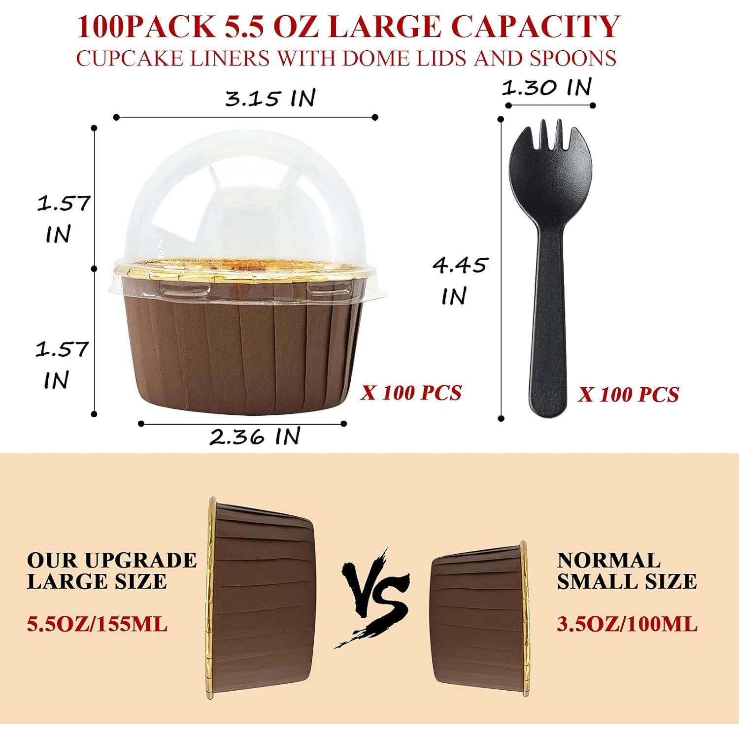 Forros de Cupcake Desechables LNYZQUS 5.5oz 100 Piezas con Tapas