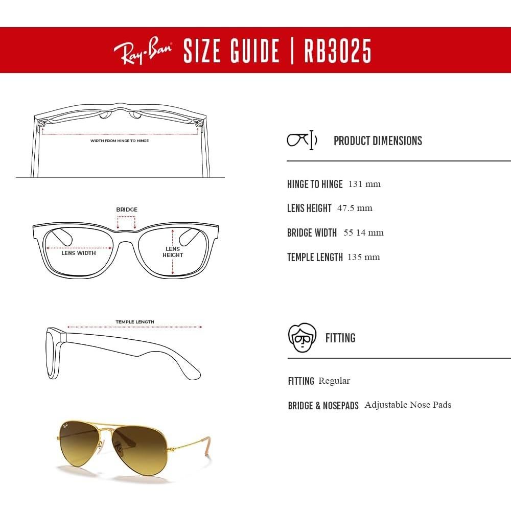 Gafas de sol Ray-Ban RB3025 Aviador Unisex con Kit de Cuidado