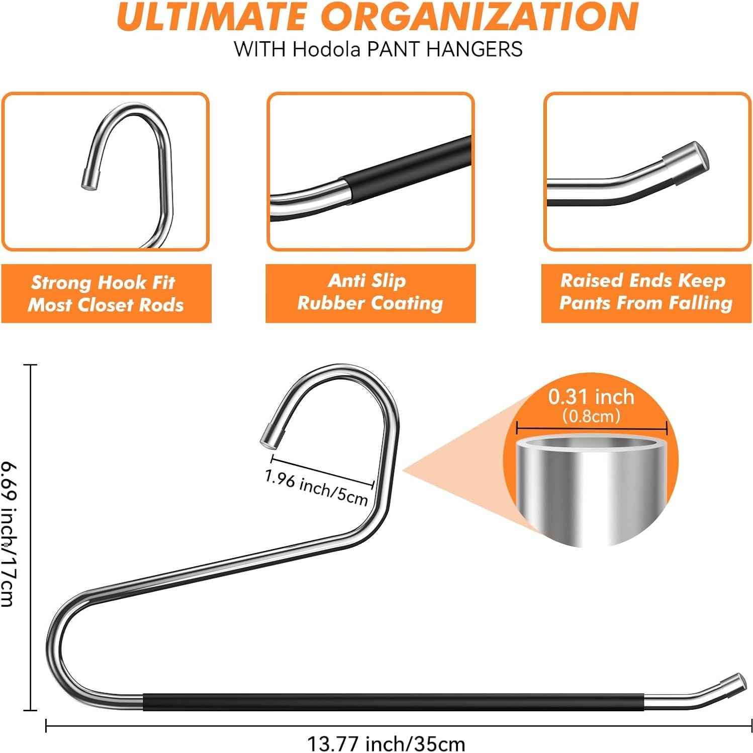 18 Perchas Metálicas Antideslizantes Hodola para Pantalones