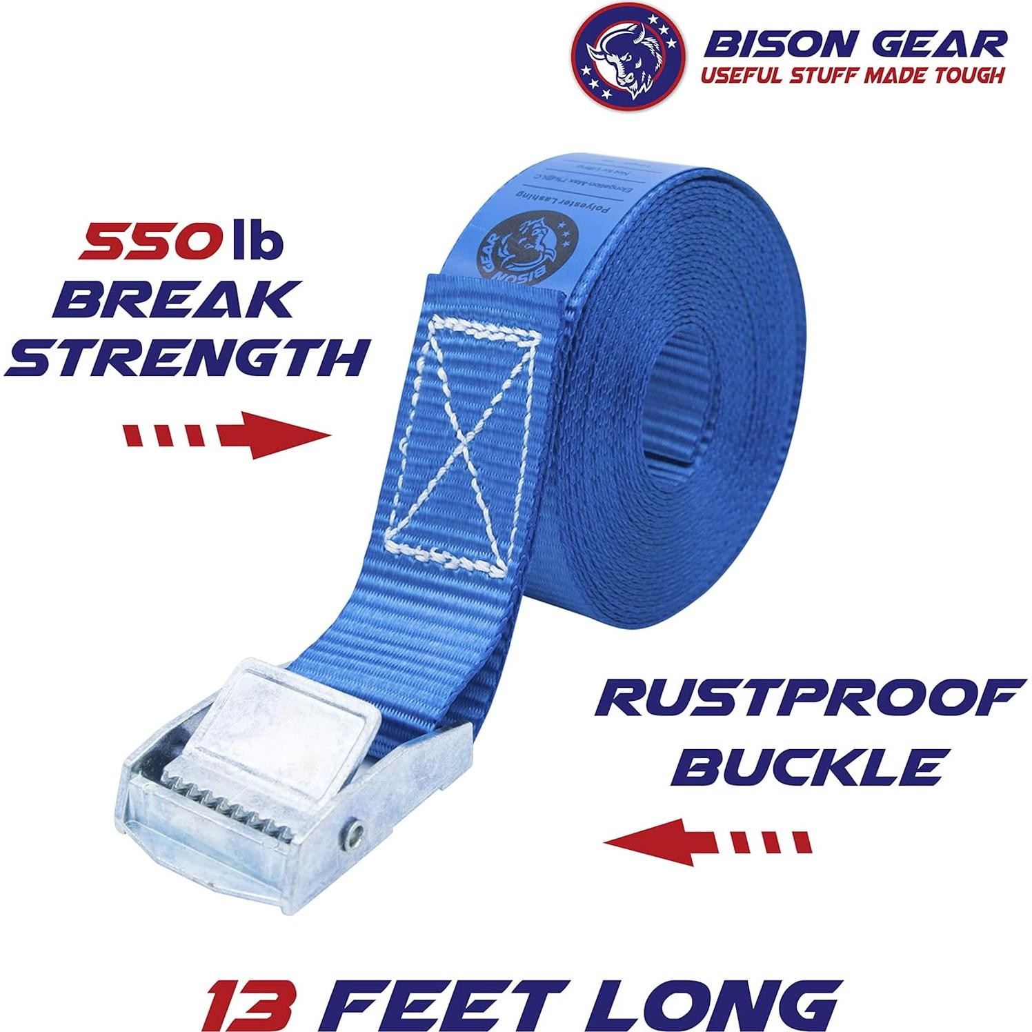 Correas de Amarre Bison Gear 4 Unidades 4m 250kg Resistencia UV