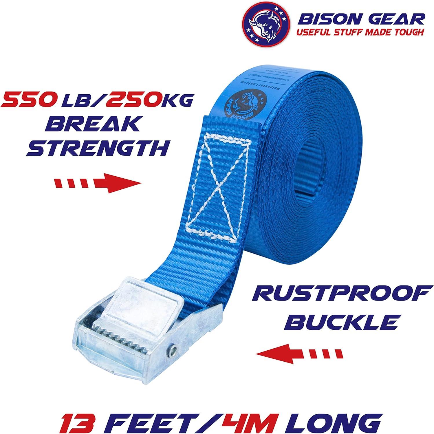 Correas de Amarre Bison Gear 4 Unidades 4m 250kg Resistencia UV