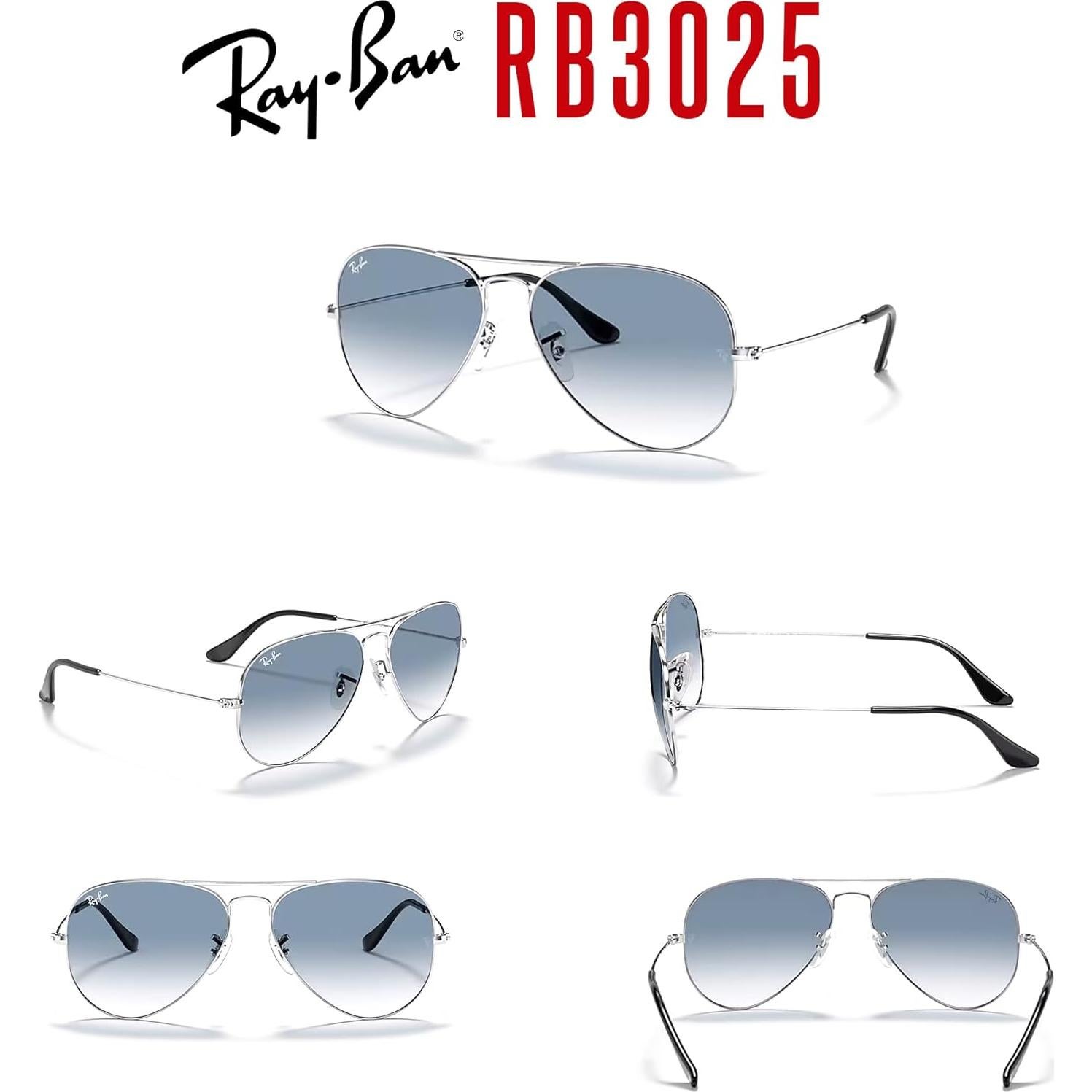 Gafas de sol Ray-Ban RB3025 Aviator Metal 58mm Plata Degradado