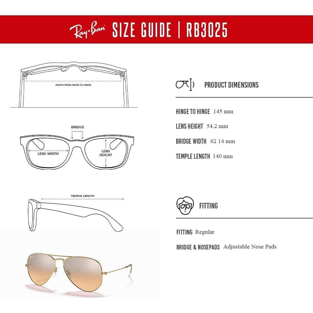 Gafas de sol Ray-Ban RB3025 Aviator 62mm Oro/Marrón Espejo