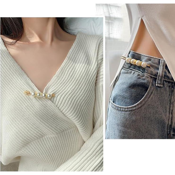 Broche de Perlas Falsas para Bufanda y Suéter - Clip Ajustador