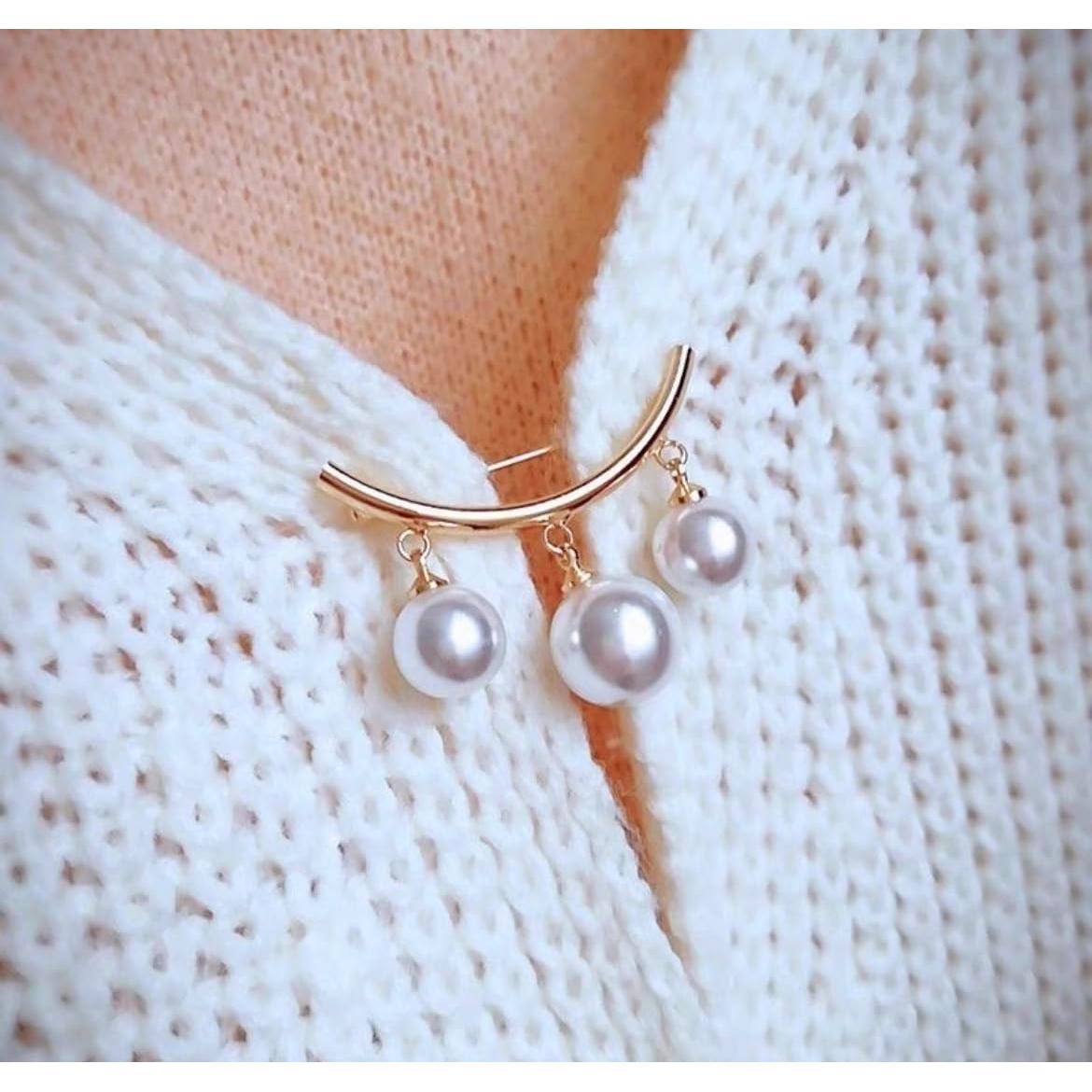 Broche de Perlas Falsas para Bufanda y Suéter - Clip Ajustador