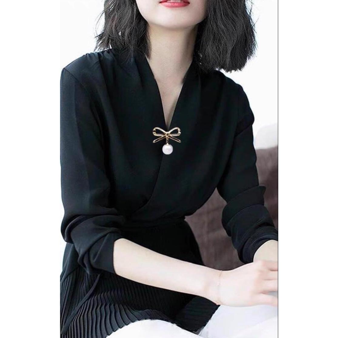 Broche de Perlas Falsas para Bufanda y Suéter - Clip Ajustador