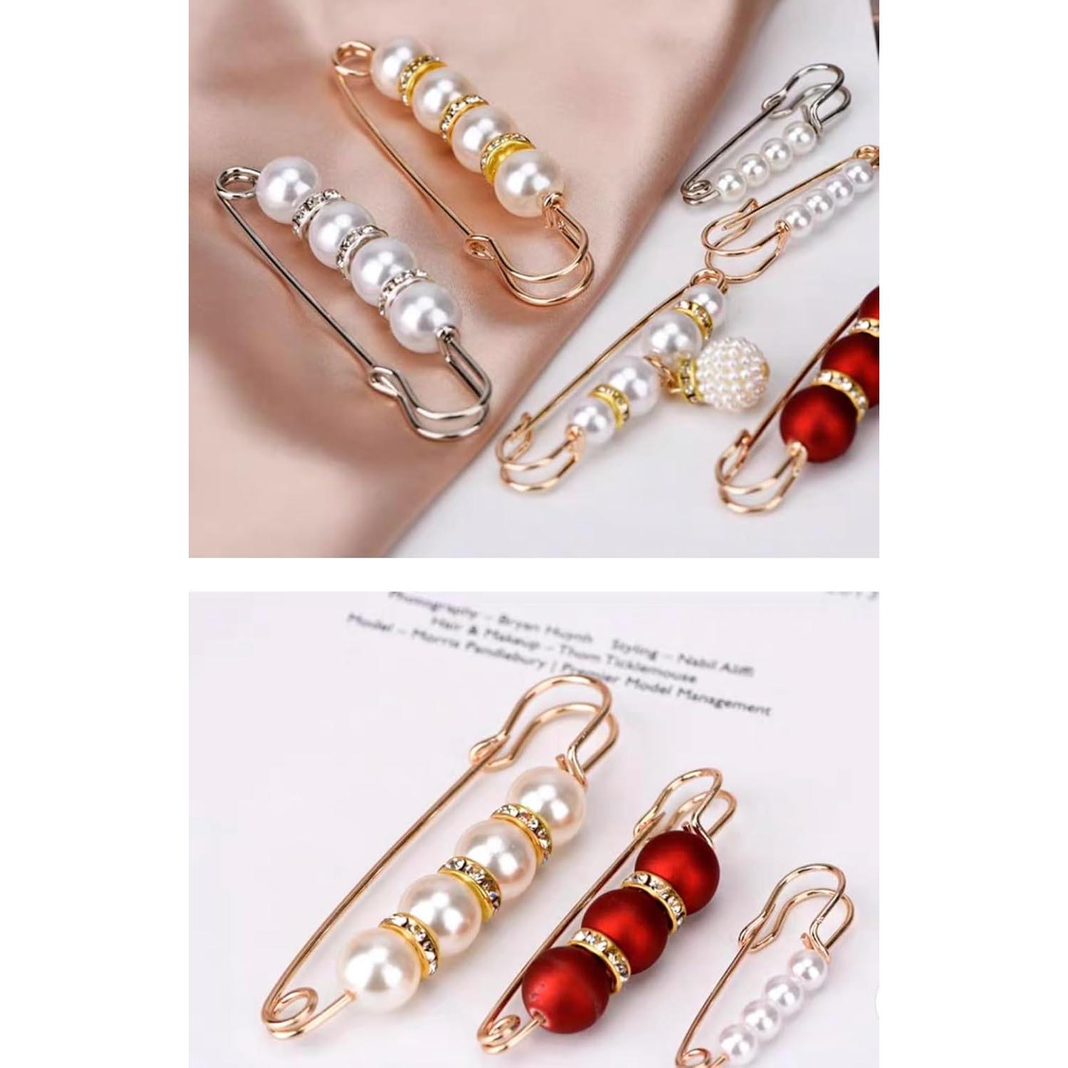 Broche de Perlas Falsas para Bufanda y Suéter - Clip Ajustador