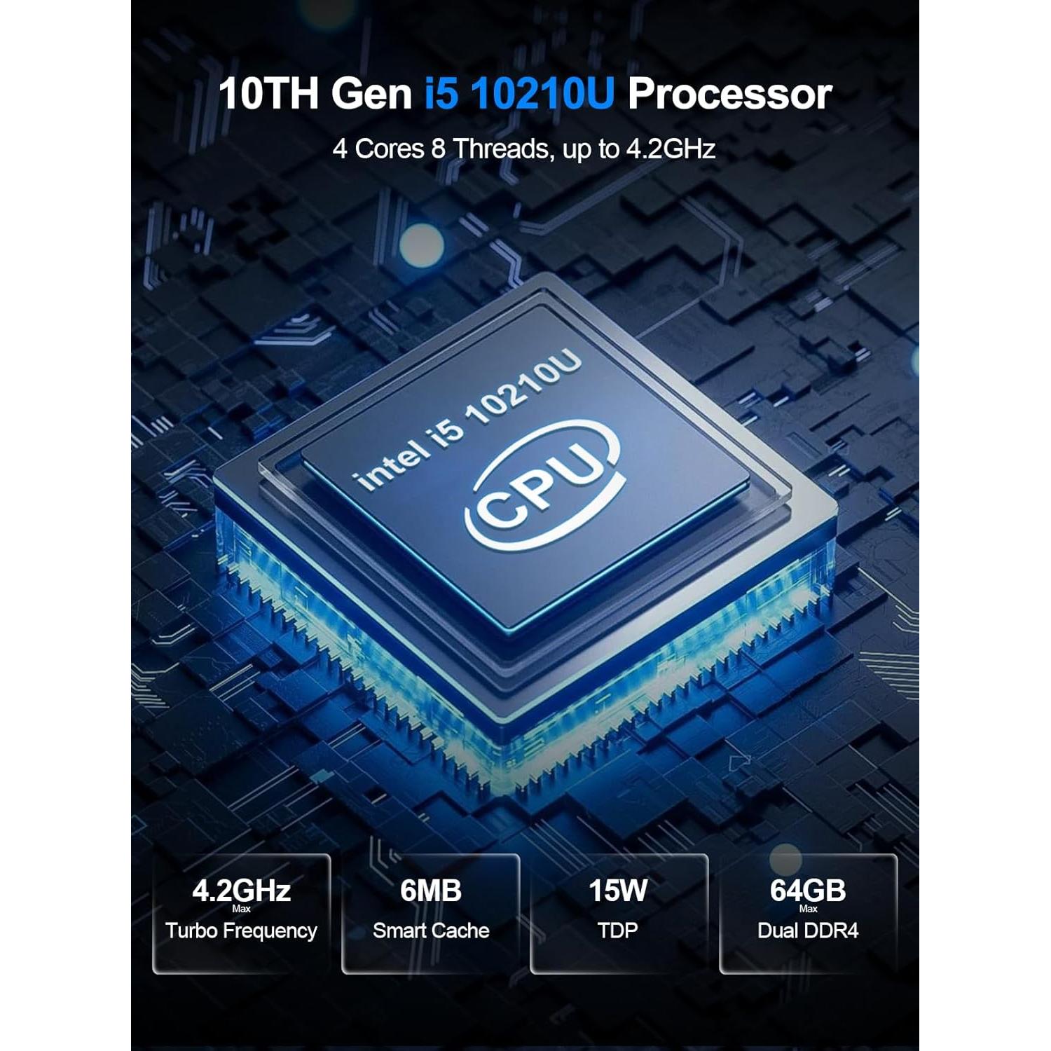 Mini PC HYSTOU i5 10210U 16GB RAM 512GB SSD Sin Ventilador