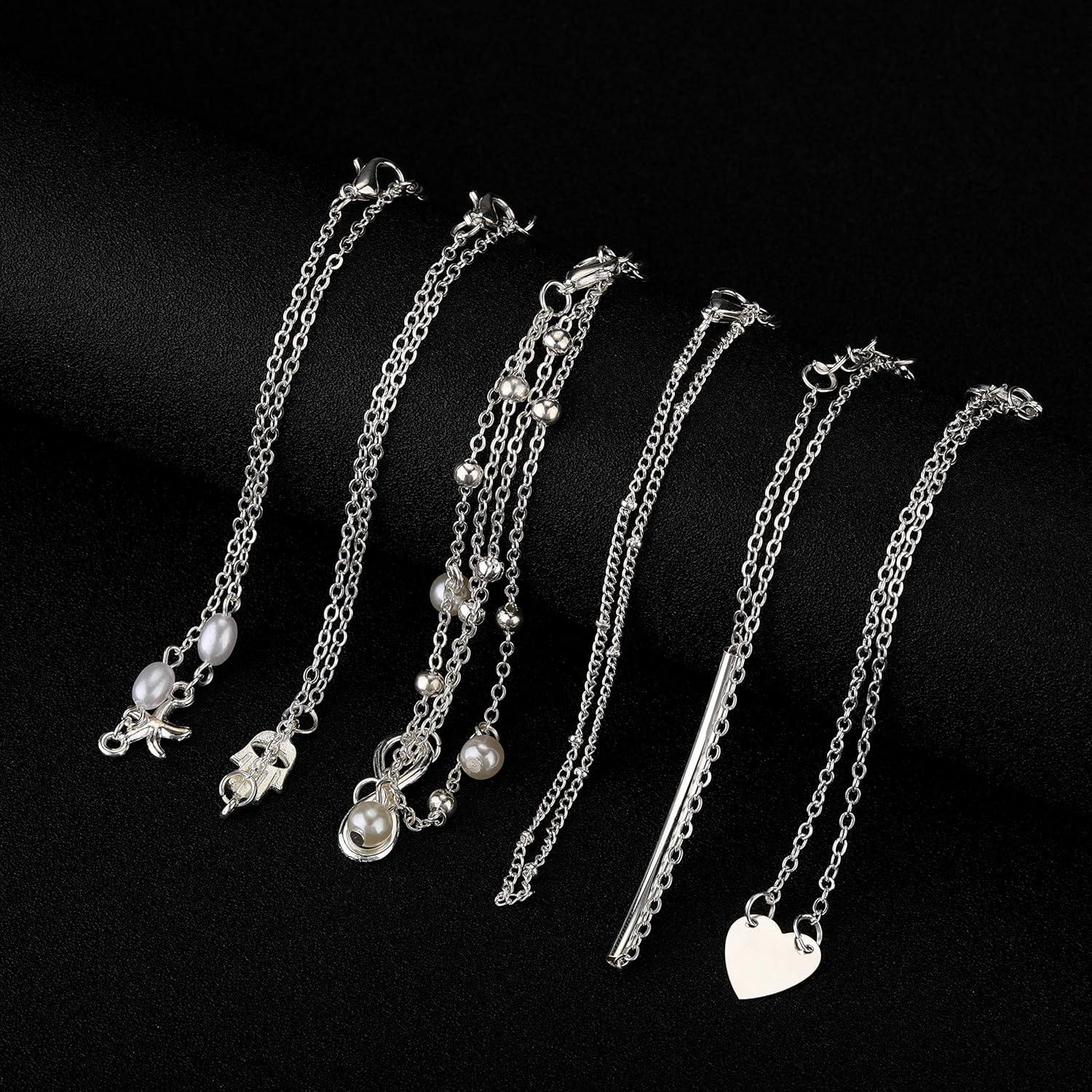 Conjunto de Pulseras de Tobillo Softones 12 Pcs Mujeres Oro Plata