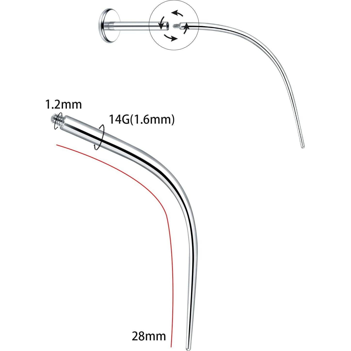 Taper de Piercing Curvado Aumeo G23 14G 1.6mm para Nariz y Labio