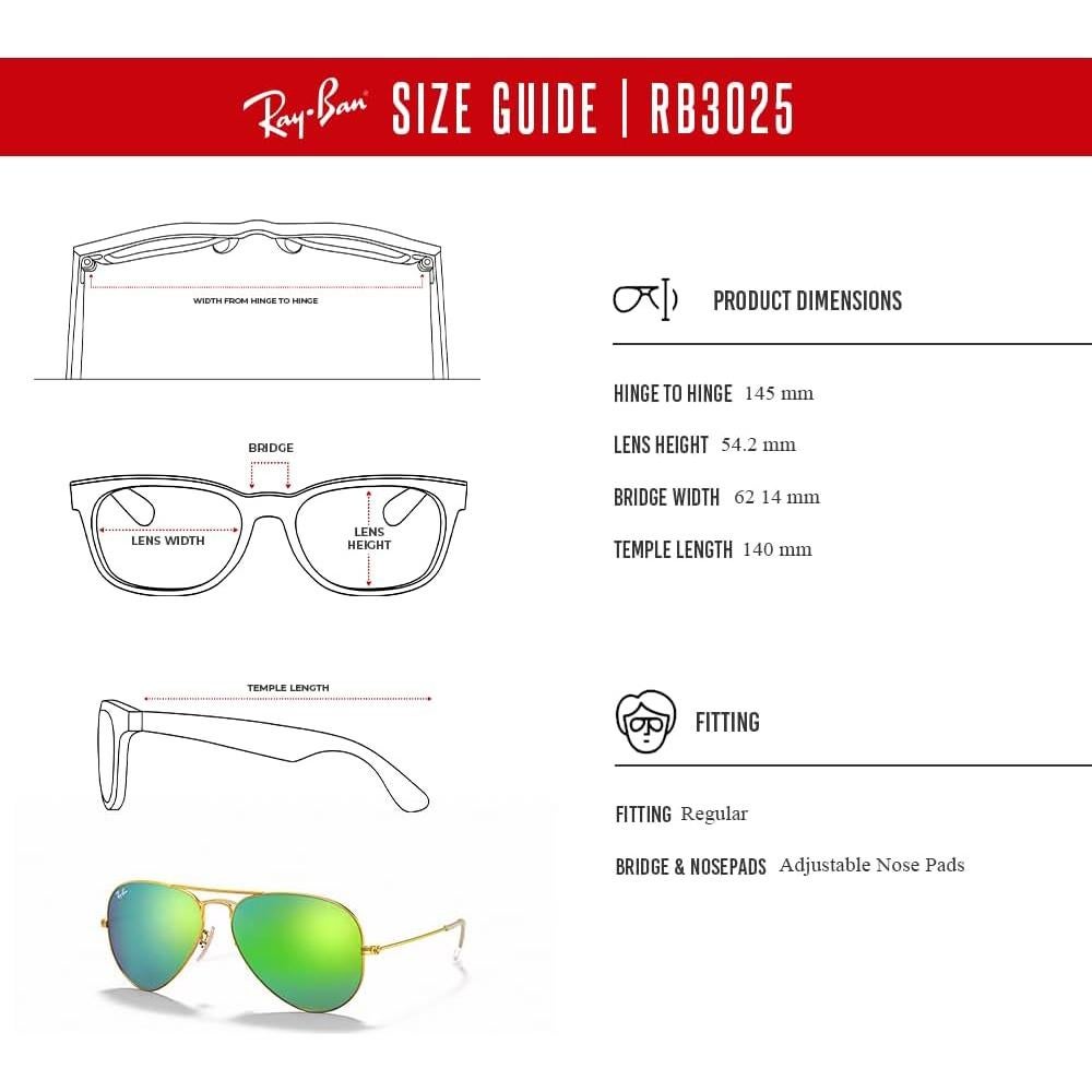 Gafas de sol Ray-Ban RB3025 Aviator Oro Mate 62mm + Kit