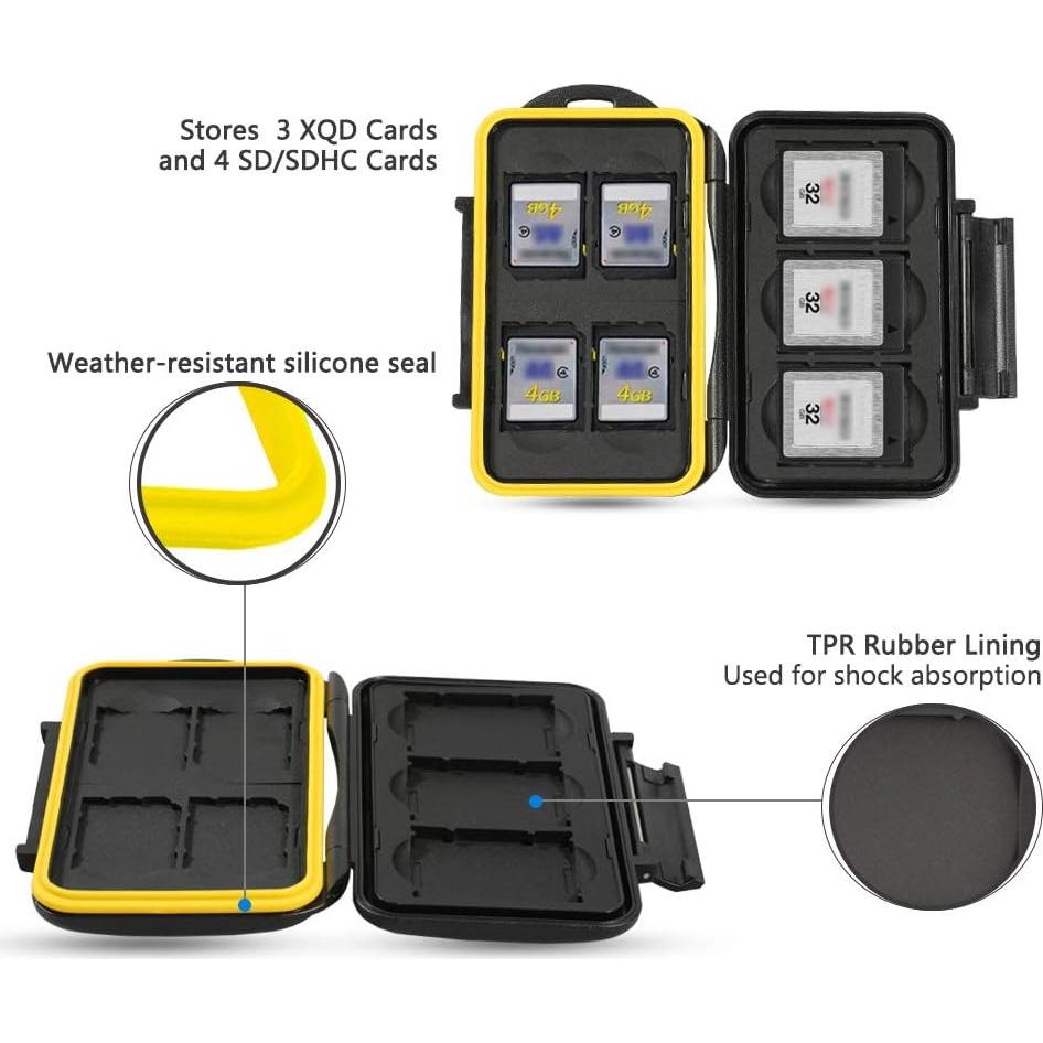Funda de Almacenamiento JJC para 3 XQD y 4 SD - Resistente al Agua