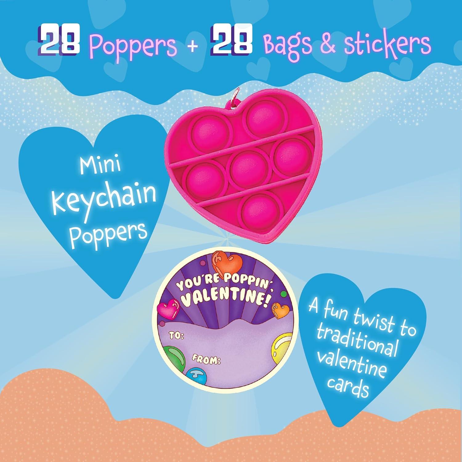 Tarjetas de San Valentín Peaceable Kingdom - 28 Mini Pop It Fidgets