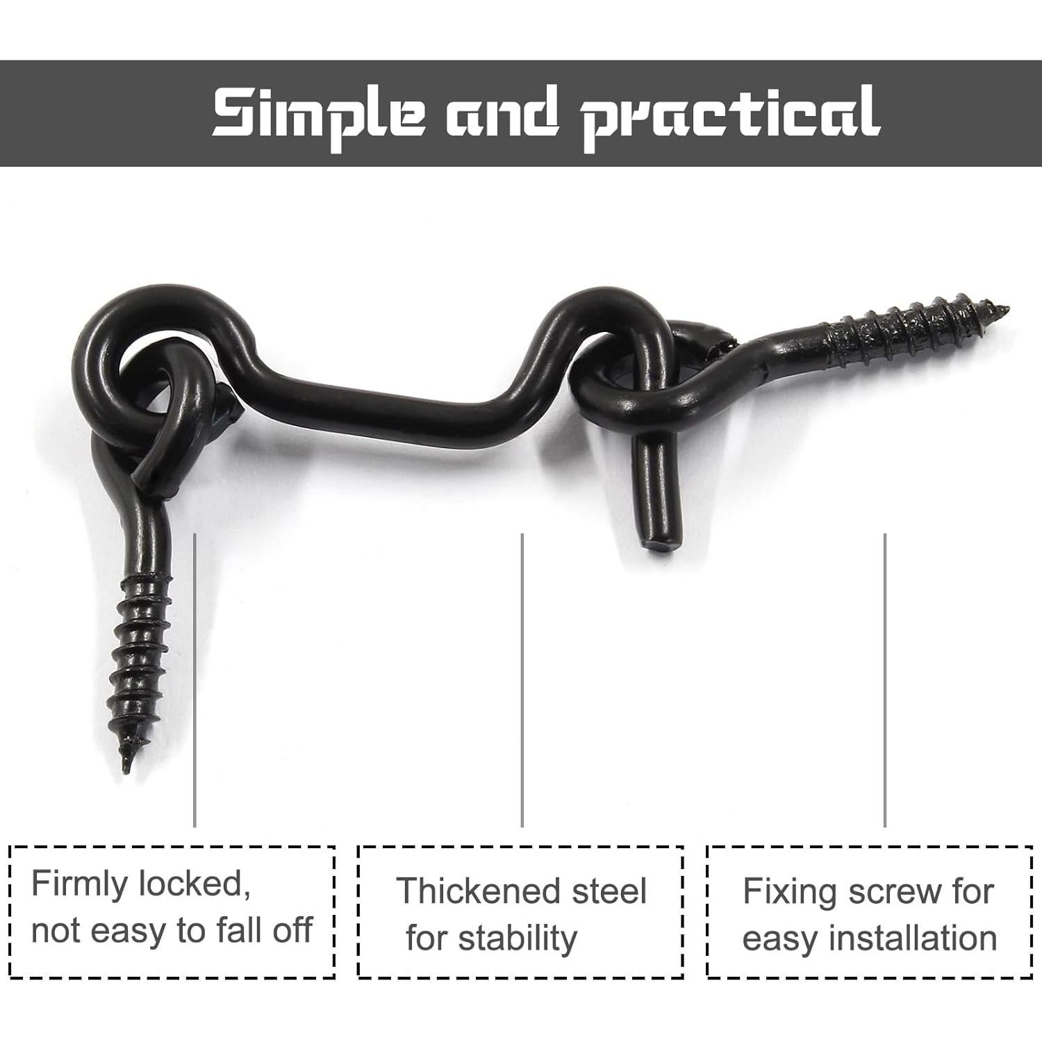 Juego de 5 Ganchos de Cabina Uenhoy 43 mm Metal Negro