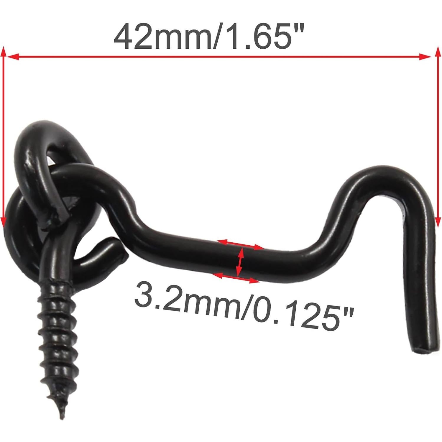 Juego de 5 Ganchos de Cabina Uenhoy 43 mm Metal Negro