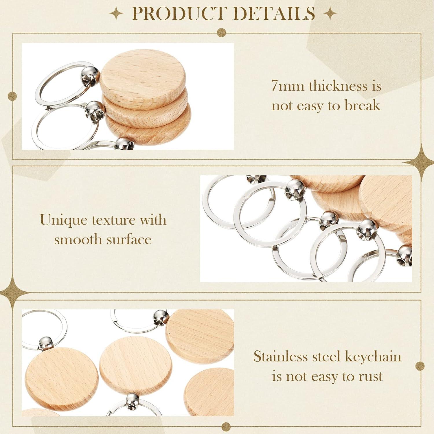 Llavero Redondo de Madera Yinkin para Grabado Láser - 50 Piezas